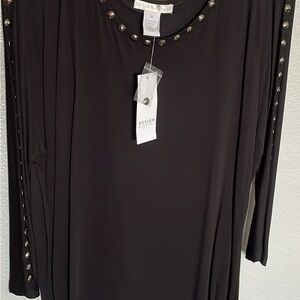 Black Long Sleeve Dress with Studded Details